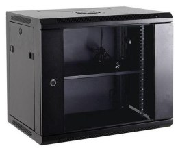 Netrack szafa wisząca 19'', 18U/600x600mm -czarny, drzwi szklane, otwierane boki