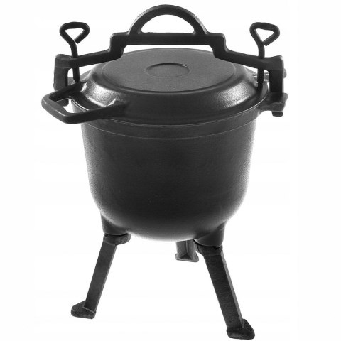 KOCIOŁEK ŻELIWNY MYŚLIWSKI 11L EMALIOWANY Z PATELNIĄ GRILLOWĄ ROSSNER MK-206