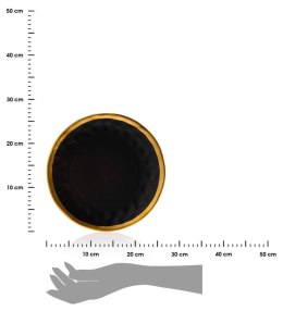Talerz Lissa Black Gold 27 cm Wykonany z ceramiki w kolorze czarnym wykończone złotą farbą. Średnica naczynia wynosi 27 cm