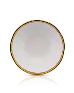 Talerz głęboki Lissa White Gold 20 cm Talerz głęboki wykonany z ceramiki w kolorze białym, wykończony złotą farbą. Średnica nacz