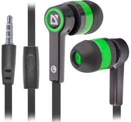 Słuchawki douszne z mikrofonem DEFENDER Pulse 420 (1.2m /3.5 mm (4-pin) wtyk/Czarno-zielony)