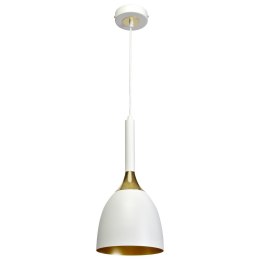 Lampa Wisząca CLARK Biały Złoty Metalowy Klosz 1xE27 18cm