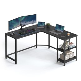 Czarne narożne biurko komputerowe Wykonany z metalu i solidnej płyty MDF praktyczne i wytrzymałe biurko komputerowe w kształcie 