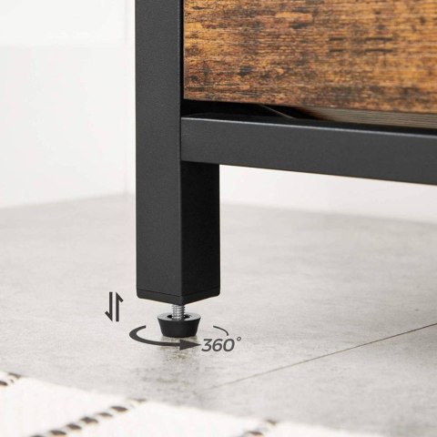 Ławka na buty z siedziskiem LOFT modernRegulowana szafka na buty w kolorze rustykalnego drewna, z pikowanym, czarnym siedziskiem