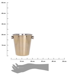 Cooler metalowy z uchwytami złoty 22 cm Pojemnik do chłodzenia napoi i podawania lodu z uchwytami do przenoszenia, wykonany ze s