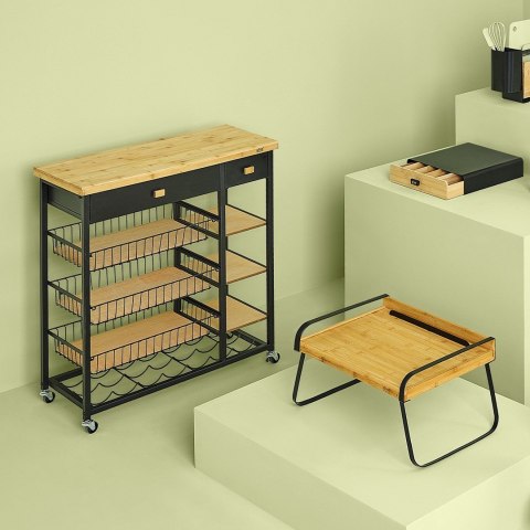 Czarne pudełko na kapsułki Modern Wykonany z metalu i drewna bambusowego, do przechowywania kapsułek kawowych do ekspresu, z 4 p