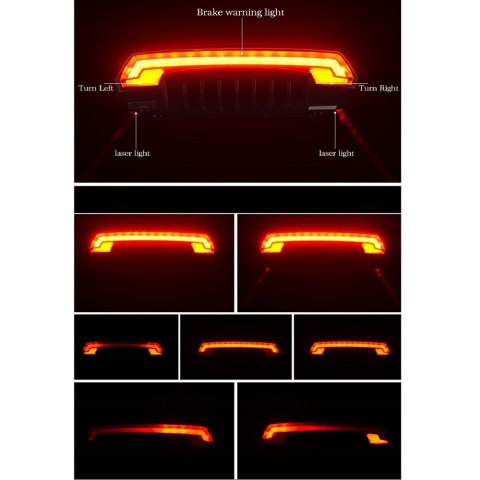 Lampka rowerowa tylna z pilotem laserem i funkcją kierunkowskazów USB-A
