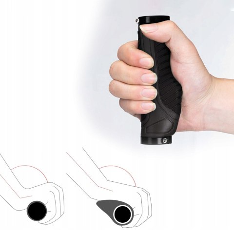 Gripy chwyty rowerowe ergonomiczne śr. 22mm czarne