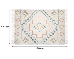 Dywan z frędzlami Ethnicolor 120x170 cm Wykonany z naturalnej, wytrzymałej i przyjemnej w dotyku bawełny wielokolorowy dywan ozd