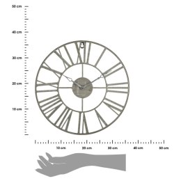 Zegar ścienny vintage szary 36,5 cm Wykonany z metalu, rzymskie cyfry, cichy mechanizm, idealny do wnętrz urządzonych w stylu lo