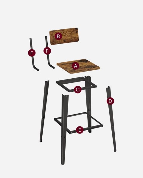 Zestaw 2 solidny hokerów LOFT Komplet 2 krzeseł barowych z oparciem pod idealnym kątem 103° dla idealnego relaksu , wykonane z p