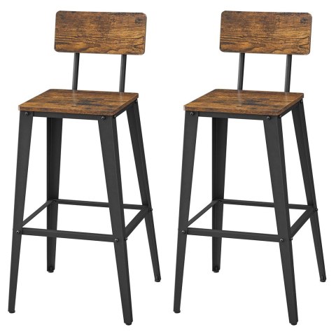 Zestaw 2 solidny hokerów LOFT Komplet 2 krzeseł barowych z oparciem pod idealnym kątem 103° dla idealnego relaksu , wykonane z p