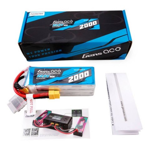 Akumulator Gens ace 2000mAh 22.8V 60C 6S1P High Voltage Lipo z konektorem XT60 Plug