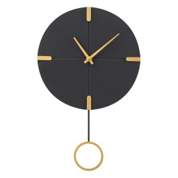 Zegar ścienny 41 cm czarny z wahadłem Dekoracyjny zegar ścienny z wahadłem, w stylu nowoczesnym, czarno-złoty, długość 41 cm