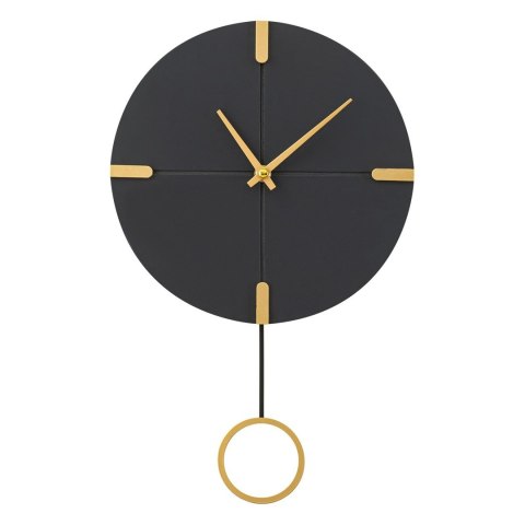 Zegar ścienny 41 cm czarny z wahadłem Dekoracyjny zegar ścienny z wahadłem, w stylu nowoczesnym, czarno-złoty, długość 41 cm