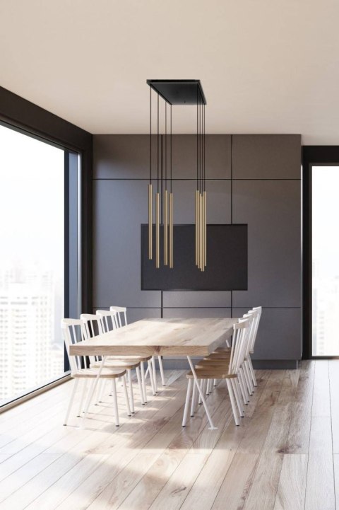 Lampa wisząca LASER czarny/zoty 10xG9