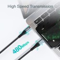 Kabel przewód do iPhone MFi USB-C - Lightning 480Mb/s 3A 2m czarny