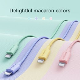 Kabel przewód w oplocie do iPhoneUSB-A - Lightning 2m pastel różowy