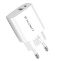 Ładowarka sieciowa 20W USB-A USB-C 100-240V biała