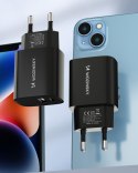 Ładowarka sieciowa 20W USB-A USB-C 100-240V czarna