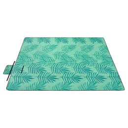 Koc piknikowy 300 x 200 cm zielony tropikalne paprocie