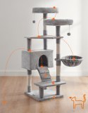 Stabilny drapak wieża dla kota 142 cm Solidny i stabilny drapak widokowy wykonany z płyty MDF z 2 podwyższonymi platformami, ram