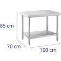 Stół blat roboczy centralny stalowy z półką 100 x 70 cm