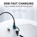 4w1 Uniwersalny kabel przewód 2x USB-C 1x USB-A 1x Lightning 60W 1m czarny