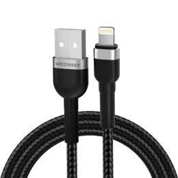 Kabel przewód do iPhone w oplocie USB-A - Lightning 2.4A 1m czarny