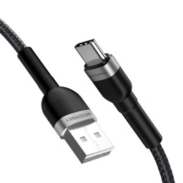 Kabel przewód w oplocie USB-A - USB-C 2.4A 2m czarny