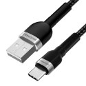 Kabel przewód w oplocie USB-A - USB-C 2.4A 2m czarny