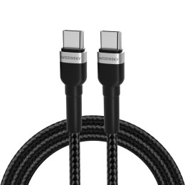 Kabel przewód w oplocie USB-C - USB-C PD 65W 1m czarny
