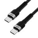 Kabel przewód w oplocie USB-C - USB-C PD 65W 1m czarny