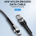 Kabel przewód w oplocie USB-C - USB-C PD 65W 1m czarny