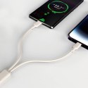 Kabel przewód wzmacniany SR USB-C - USB-C 100W 1m beżowy