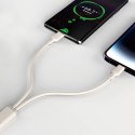 Kabel przewód wzmacniany SR do iPhone USB-C - Lightning 30W 1m beżowy