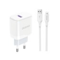 Ładowarka sieciowa USB-A 18W z kablem do iPhone USB-A - Lightning biała