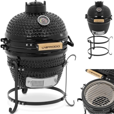 Grill ceramiczny węglowy Kamado z termometrem śr. 27 cm