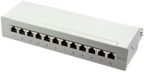 LOGILINK- Patchpanel kat. 6A, 12-portowy, ekranowany STP, szary