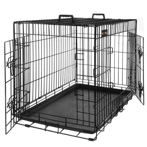 Metalowy transporter dla psa 122 cm Pojemny i wytrzymały transporter dla średnich i dużych psów z wygodnymi rączkami do przenosz