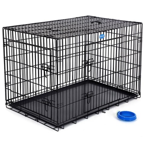 Metalowy transporter dla psa 122 cm Pojemny i wytrzymały transporter dla średnich i dużych psów z wygodnymi rączkami do przenosz