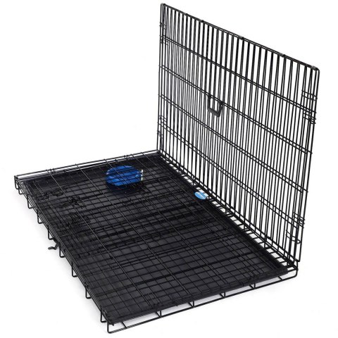 Metalowy transporter dla psa 122 cm Pojemny i wytrzymały transporter dla średnich i dużych psów z wygodnymi rączkami do przenosz