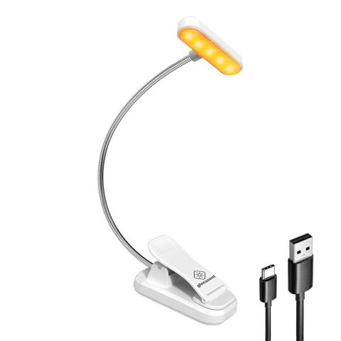 Lampka bezprzewodowa Glocusent z klipsem, USB-C 650mAh timer (biała)