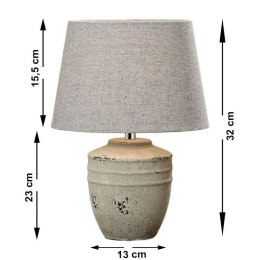 Lampa Jesse nocna stołowa - wys. 32 cm materiał ceramika, poliester, odcienie szarości, gwint E14, moc żarówki 40W