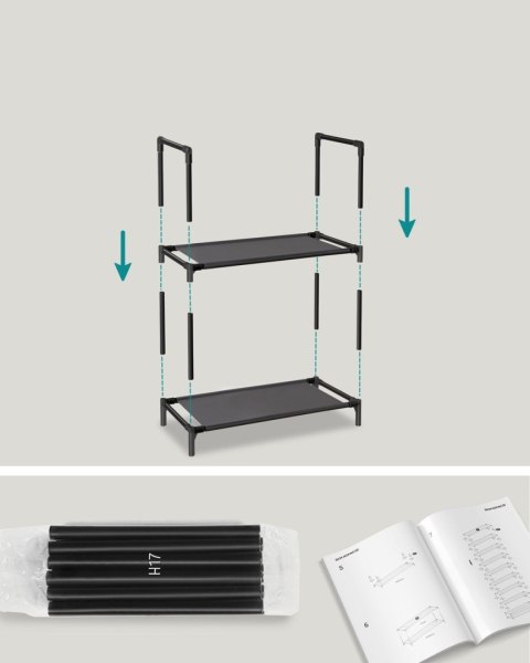 Czarna szafka na buty 10 poziomów