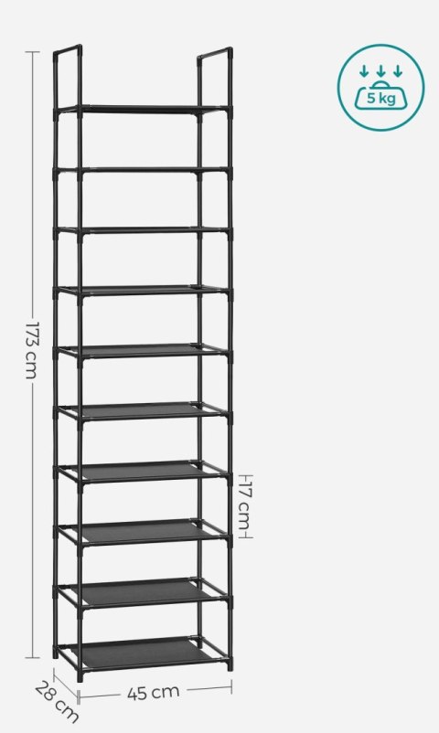 Czarna szafka na buty 10 poziomów