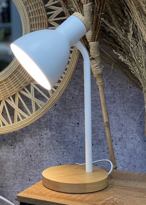 Lampa stołowa na drewnianej podstawie