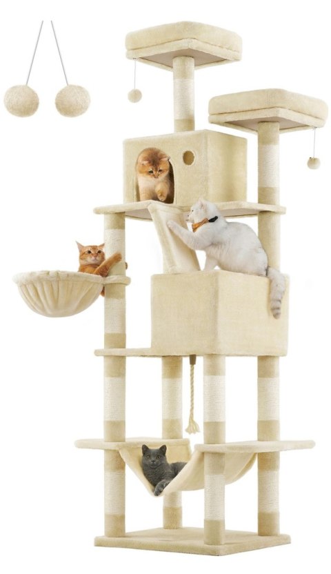 Solidny drapak dla kota beżowy 206 cm