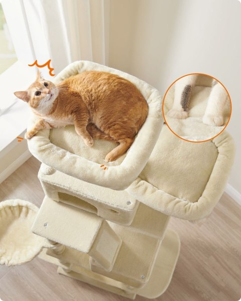 Solidny drapak dla kota beżowy 206 cm