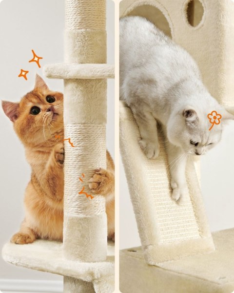 Solidny drapak dla kota beżowy 206 cm